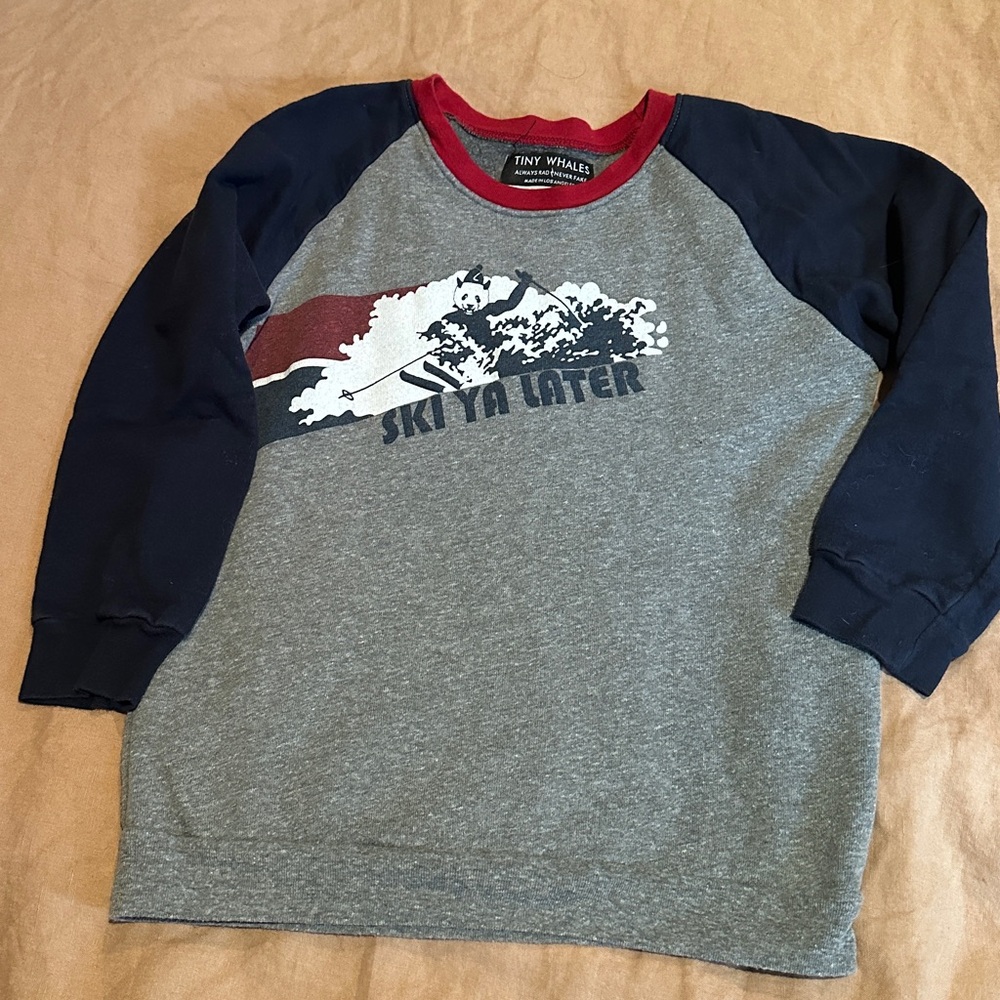 Tiny Whales Ski Ya Later kids boys sweatshirt size 10 EUC